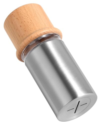 Vucchini Muskatnuss Mühle,mit Deckel aus deutscher Buche | Gewürzmühle aus Edelstahl,Geeignet für Myristica, Muskatmühle, Gewürze und Nüsse,scharfen Mahlscheiben