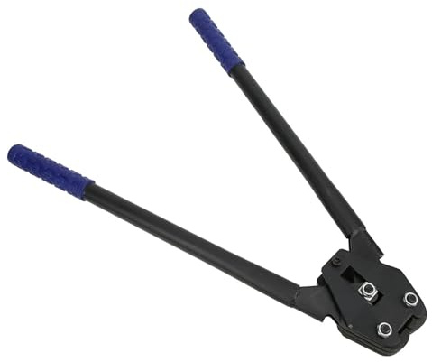 Jiawu PP PET Strap Crimper Pliers 16-19mm Manual Strapping Banding Tool Sealer Packer, Heavy Duty Steel Strapping Hand Tool for PP and PET Packing Straps (Blue)
