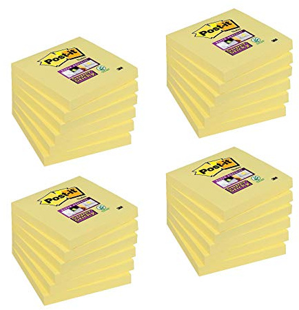 Post-it Haftnotizen Super Sticky Notes, 76 x 76 mm, 12 + 12, Inhalt: 24 (Neu)