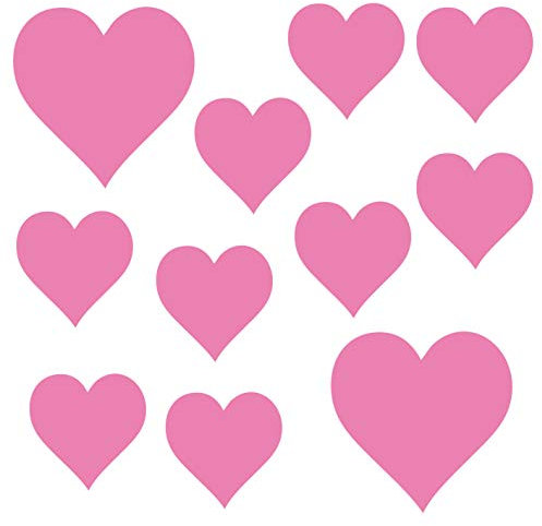 kleb-Drauf® | 11 Herzen | Rosa - glänzend | Wandtattoo Wandaufkleber Wandsticker Aufkleber Sticker | Wohnzimmer Schlafzimmer Kinderzimmer Küche Bad | Deko Wände Glas Fenster Tür Fliese