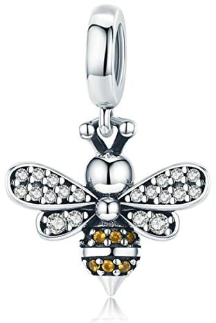 Breloque en forme d'insecte pour collier, abeille, avec oxyde de zirconium, compatible avec les bracelets à breloques européens Pandora