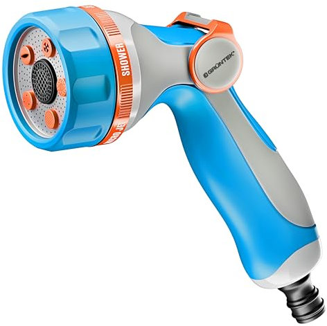 GRÜNTEK Ultralight Garden Hose Spray Gun – 5 Spray Patterns, Thumb Control, Ergonomic Soft-Grip Handle, Multi-Function Nozzle