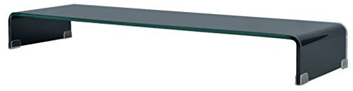 Tidyard Mobile Porta TV in Vetro Temperato Trasparente/Nero/Bianco,Alza Schermo in Vetro Temperato,Porta TV in Vetro Nero,Mobile TV in Vetro,Tavolino Porta TV in Vetro,Rialzo TV in Vetro