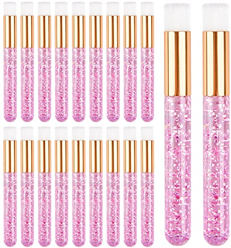 TUZAZO 20 Pieces Pink Lash Cleaning Brushes, Glitter Crystal Lash Shampoo Wash Brushes for Eyelash Extension Cleanser, Nose Pore Deep Cleaning Brush for Facial Cleansing