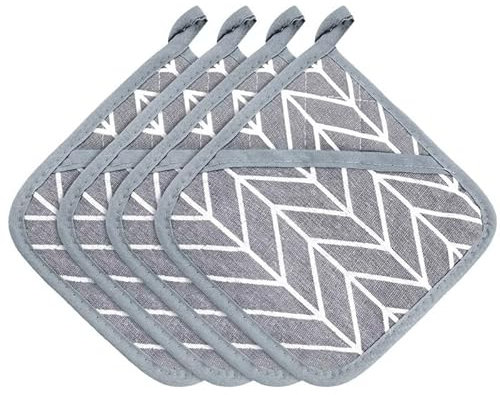 4PCS Kitchen Hot Pot Holder, Pot Holders Heat Resistant Pot Holder with Pocket Heat Resistant Oven Hands Oven Pads Heat Resistant Trivets for Hot Pans Cotton Pot Mitts for Kitchen Cooking Baking