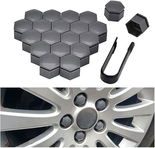 RUFD 20 Stücke Auto Radschraubenkappen für Cupra Ateca/Born/E-Racer/Formentor/Leon/TCR, Auto Mutter Rad Auto Hub Schraube Schutz Diebstahlschutzkappe Zubehör,B Grey-19mm
