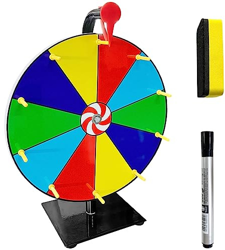30cm Glücksrad zum Drehen Tischdreh-Preisrad mit trockenem Radiergummi und Marker 10 Solts Glücksrad Party Win Wheel Spielzubehör