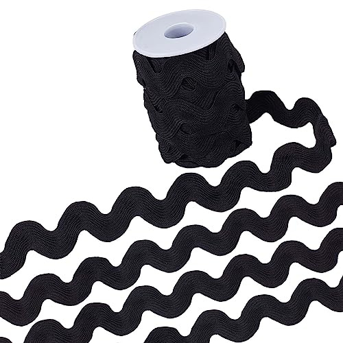 GORGECRAFT 20mm RIC-Rac-Band 10 Yards Schwarze Welle Zum Nähen Biegen Fransenbesatz Gewebter Geflochtener Stoff Spitze Für DIY-Handwerk Kleidung Kleid Verzierung Blumen Geschenkverpackung Hochzeit
