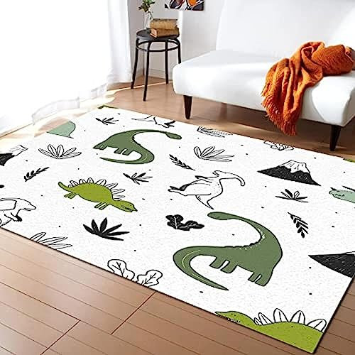 3D Cartoon-Dinosaurier Mit Langem Hals Kinder Jungen Teppich Dekoration Schlafzimmer Kinderzimmer Wohnzimmer,Modern rutschfest Waschbar Flanell Kinderteppiche 180 X 280 cm