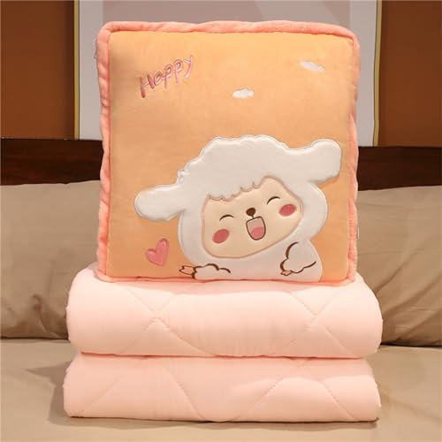 Hixingo Reisedecke und Kissen 2 in 1, Reisedecke mit Kissen Set Multifunktionale Reise Decke und Kissen 2 in 1 Weichem Flugzeug Verwandlungskissen für Urlaub, Camping (40 * 40cm,Schaf)