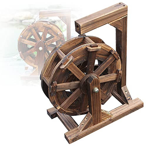 Fuente de Rueda hidráulica para Exteriores, Fuente de Rueda de Madera, Fuente de jardín, decoración de Cascada, Fuentes de Agua para el Suelo, para balcón, Patio, Porche, 80 cm