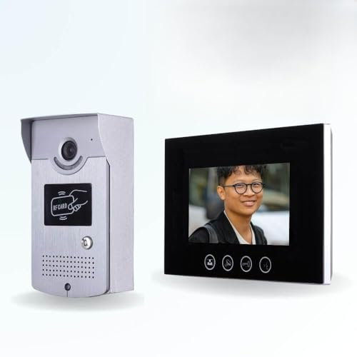 BT Security Portier interphone vidéo Cards 4 Fils - 1 écran Noir 7 - avec mémoire Photos - avec Lecteur de Badge