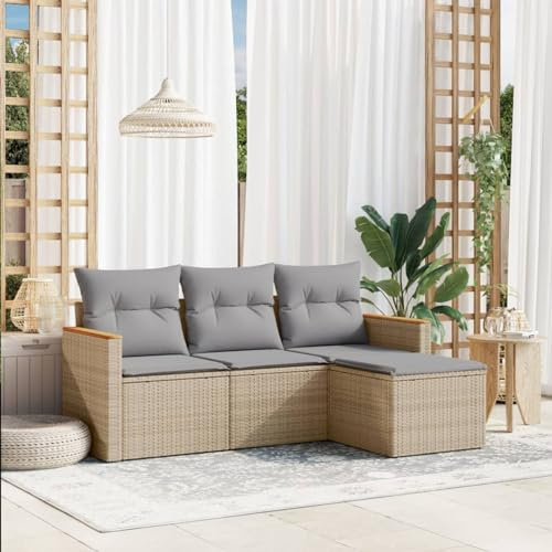 Festnight Balkon Ecklounge mit Stauraum Gartenlounge Klein Balkon Lounge Rattan Sofa Garten Lounge Sofa Outdoor Sitzecke Balkon Loungemöbel Gartensofa Ecksofa Balkonmöbel Rattansofa Couch