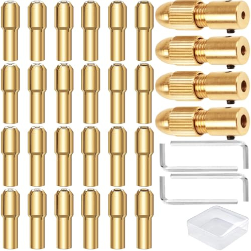 EATBALE Portabrocas de latón, Adaptador de portabrocas Giratorio (0.5-3.0mm) para Taladro eléctrico pequeño para Herramientas rotativas y Juego de Tapas de Cobre para Eje de 2mm/2.35mm/3.17mm/5mm