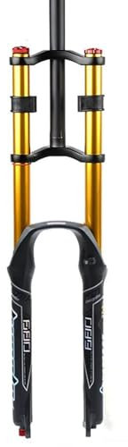 KLYso 1-1/8 Straight Tube Travel 130mm Air Front Suspension Fork QR 9mm Double Shoulder Control Suspension Forks For AM Bicycles Downhill Mountain Bike Fork(Gold,27.5inch)