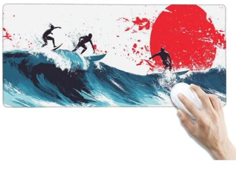 XXL Mauspad Rote Sonne Mauspad Schreibtischunterlage Wasserdicht Groß Mousepad XXL Gaming Mauspad XXL Rutschfeste Gummierte Unterseite und Genähte Kanten, Gaming Zubehör Deko (1200x600x3 mm, Surfen)