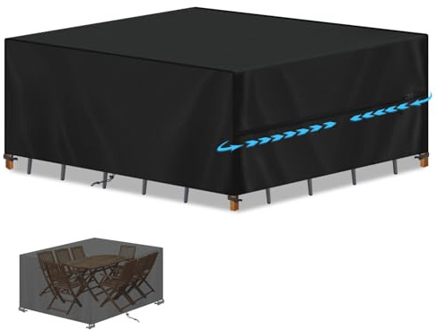 SIMPHAUS Outdoor Table Covers Waterproof Garden Furniture Covers Windproof,Outdoor Dining Table Cover,420D Heavy Duty Oxford Furniture Cover for Patio Table and Chair Set,Rattan Sofa 240x180x75cm