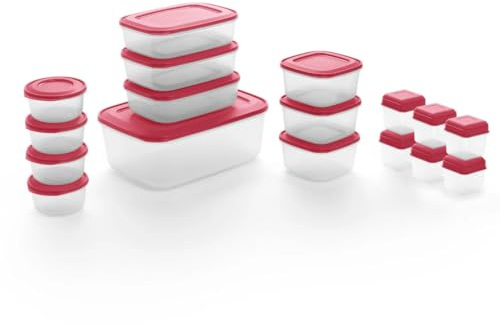 KRAPPS X17 Envases de Plástico con Tapa | Recipientes Herméticos para Alimentos | Tupers Hermeticos Plástico | Taper Plastico | Tapers para Comida Hermetico | Fiambreras comida trabajo Botes Cocina