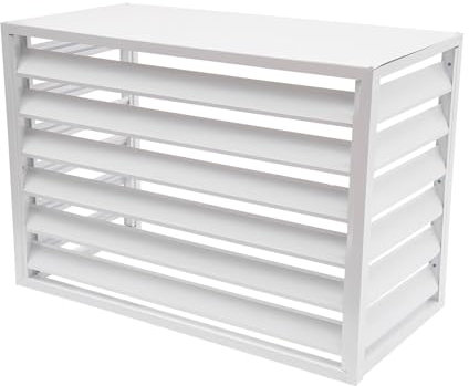 Dnowegas - Cubierta protectora de aire acondicionado de aluminio - Blanco Plano Superior - L100*W50*H70(1.5P) - Modern - Reducción de ruido y diseño elegante