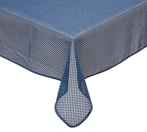 texpot Gartentischdecke 140 x 180 cm oval Blau Karo wetterfest geschäumt rutschfest