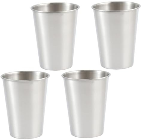 Warmhm 4pcs 350ml Edelstahl Bierbecher Tragbarer Eindeckbecher Outdoor Kaffeetasse Autotasse (silber)
