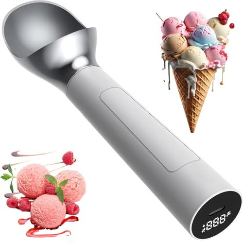 Cuillère À Glace En Acier Inoxydable, Cuillère À Glace Chauffante Portable, Chauffage Rapide Jusqu'à 70°C, Affichage De La Température Et De La Puissance, Interrupteur Tactile, 8 Heures D'utilisation
