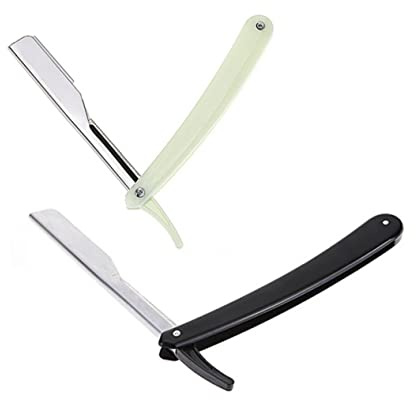 Maquinilla de Afeitar Manual de Metal Color Claro para Hombre | Incluye Funda Protectora, Uso en Barbería Casa, para Vello Fino y Patillas