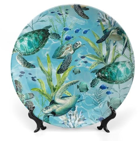 JTKBNVM Grandes assiettes décoratives en porcelaine anglaise bleue de 20,3 cm pour présentation - Assiette désert en céramique avec présentoir - Assiette en porcelaine personnalisée pour cuisine