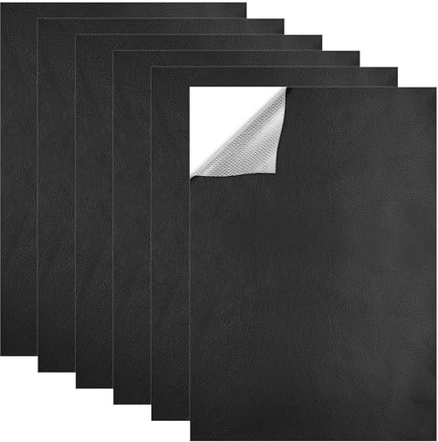 6 Stück Lederflicken Selbstklebend Schwarz 21x30cm Leder Reparatur Patch | Kunstleder Selbstklebend Lederflicken für Sofas Couch Autositze Möbel Reparatur, Leder Renovierung