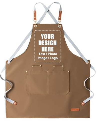 Generisch Schürze Personalisiert mit Bild und Text, Grillschürze Herren Damen, Verstellbare Kochschürze mit Taschen, Wasserdichte Schürzen für Küche Grill Garten
