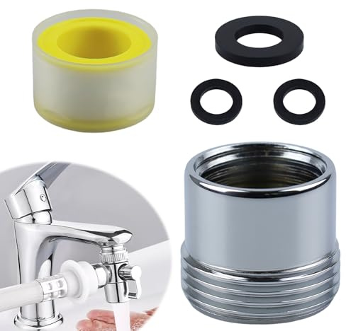 NineSSJLY Adaptador de latón de 1/2 a 3/4 de pulgada con 3 sellos (1×24 mm, 2×19 mm) – Rosca hembra G1/2 a rosca macho G3/4 – para manguera de jardín, lavadora, lavavajillas