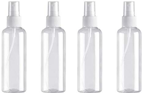 Générique Lot de 4 Flacons Pulvérisateurs 100 ML - Petit vaporisateur 100 ml, Petits flacons pulvérisateurs vides à remplir, pour eau, cosmétiques- transparent