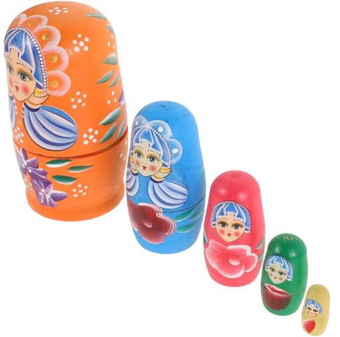 Sosoport 1 Satz Handbemalte Russische Nistpuppen Teiliges Holzset für Einzigartige Handwerkskunst Dekoration für Zuhause für Geburtstage und Feiertage