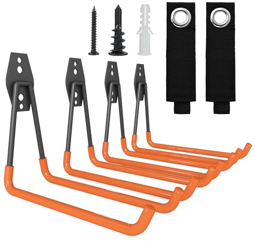 4-Pack-Garagen-Wandhaken-Organisatoren für Hochleistungsschnur für Garagenlager, Schlauchhalter und Organisation-langlebig, platzsparendes Design für Heim-, Garage- und Workshop-Nutzung
