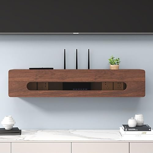 Nordivo Caja de Pared para Router WiFi, Armario Router para Oficina y Hogar, Caja Protectora de Router, Cubierta de Router y Módem con Cables(Walnut,L27.5in/70cm)
