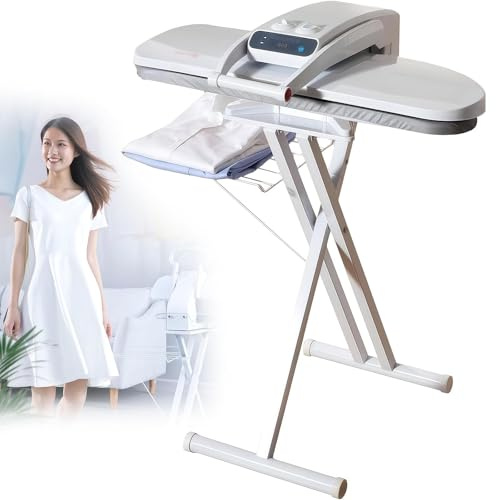 Gvqng Steam Ironing Press, 1400W Heavy-Duty Commercial Steam Press, Professional Large Steam Iron, Large Plate for Bed Sheets, Pillowslips, Napkins & More,White,With stand