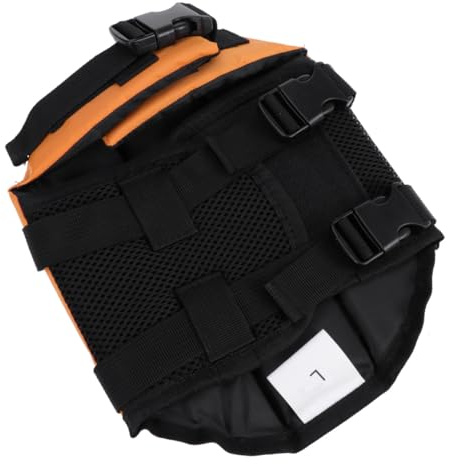 BESTonZON Hund Rettungsweste Schwimmweste für Haustiere mit Tragegriffen und D-Ring Atmungsaktiv Schnellverschlüsse Reflektierend XL Orange