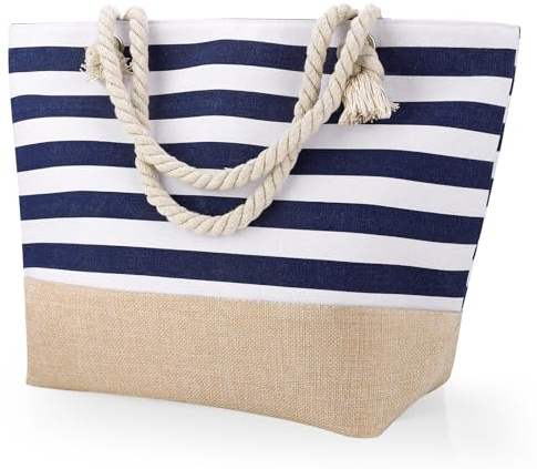 patinadrift Strandtasche Große,Beach Tote Bag mit Reißverschluss | 50×35×15 cm Wasserdicht Shopper Tasche Saunatasche Damen Handtasche Umhängetasche Travel Bag für Pool Gym Picnic