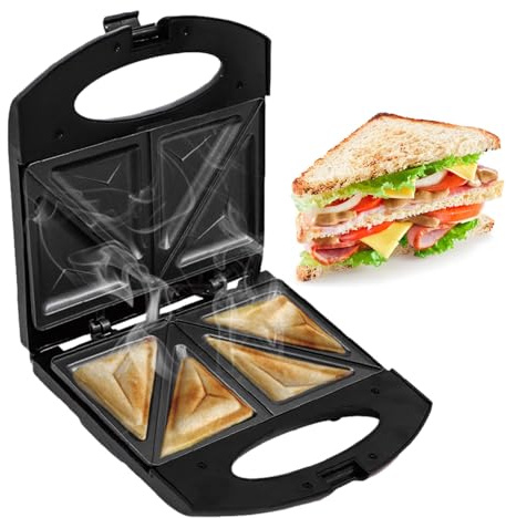 Sandwich maker per panini caldi, in acciaio, riscaldamento rapido, griglia elettrica su entrambi i lati, con padella, per mini waffle, omelette, toast francese, hamburger, snack e