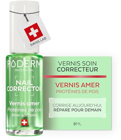 PODERM Smalto Trattamento Correttore per Unghie Rosicchiate – Amaro | Crea Barriera Protettiva e Finish Brillante – 8ml | Gusto Duraturo con Proteine di Pisello | Sviluppato da un Podologo in Svizzera