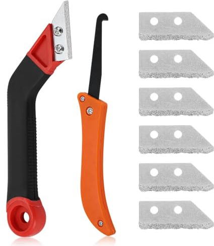 Grout Remover Tool, 9PCS Clean Grout Scraping Rake Tool with 6 Pieces Extra Replacement Accessories, Remover Grout Scraper for Tile Cleaning