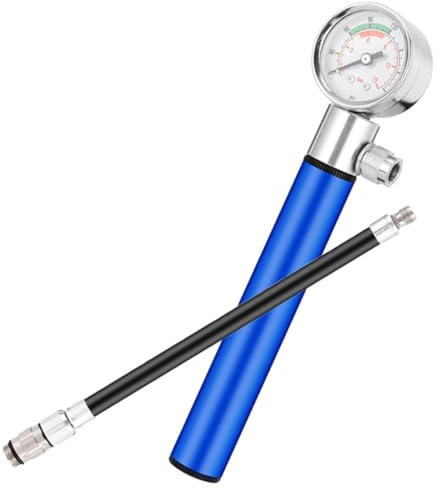 JUMPLAWN Handluftpumpe aus Aluminiumlegierung mit Manometer Tragbare Ballpumpe für Fußball und Basketball für Outdoor Einsatz Blau