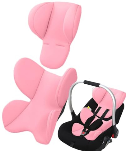 JIABAOZ Riduttore Sedile Passeggino,Cuscini per passeggino - Inserto per sedile con protezione per testa e collo, imbottitura extra morbida per seggiolino auto (Rosa)