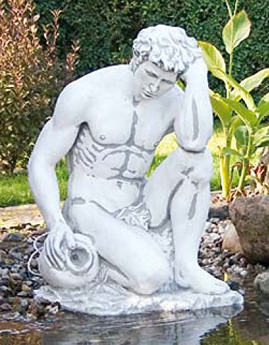 Adam mit Amphore (S402) Akt Mann Wasserspiel Gartenfigur Skulptur Statue Steinguss 85cm Figur Brunnen Deko