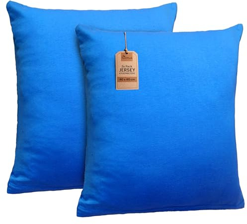 NatureMark 2er Set Jersey Kissenbezüge – Elastisch, weich, atmungsaktiv und hautfreundlich – Waschbare Kissenhülle - 40x40 - Royal Blau
