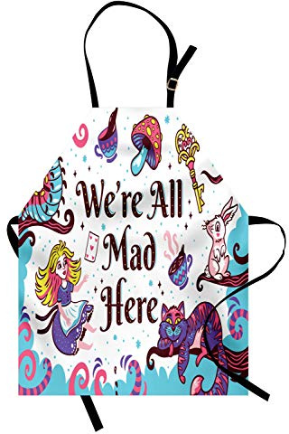 ABAKUHAUS Alice nel paese delle meraviglie Grembiule, Alice nel paese delle meraviglie, Comodo per la Cucina, Unisex con Collo Regolabile per Cucinare, 67 cm x 80 cm, Prugna Acqua
