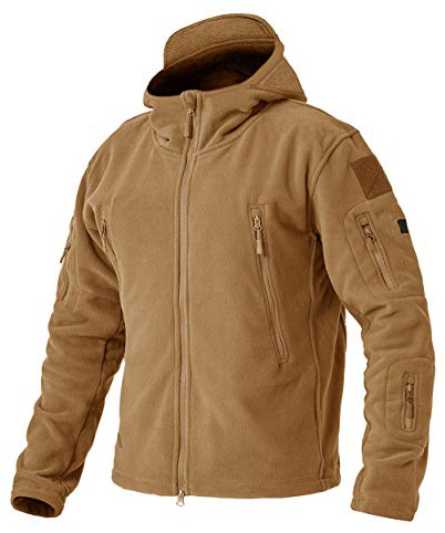 EKLENTSON Herren Winterjacke Fleecepullover Jacke Outdoorjacke Full Zip Windbreaker Polyester, (Khaki, L)