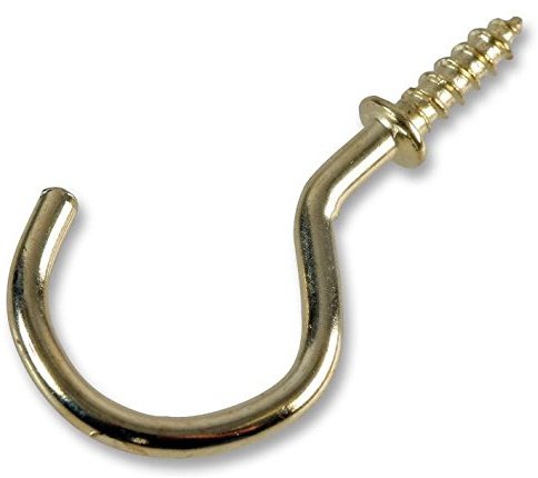 Duratool D00867 Shouldered Cup Hooks Brass Plated 1 1/4 (32mm), 10 Pack