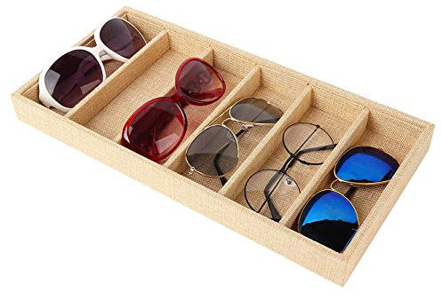 Zetiling Brillenaufbewahrung, Brillenbox zur Aufbewahrung von 6 Brillen, Brillen Organizer, Aufbewahrungsbox für Brillen Sonnenbrillen Display Box Schmuck Display Organizer Tray Brillendisplay