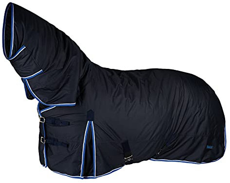 Horze Pferde Regendecke mit Halsteil Glasgow, Pferdedecke 150g, Blau, 125